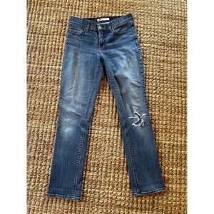 Levi Strauss 525 Perfect Waist Straight Leg Jeans Women W27 L30 Distressed Blue